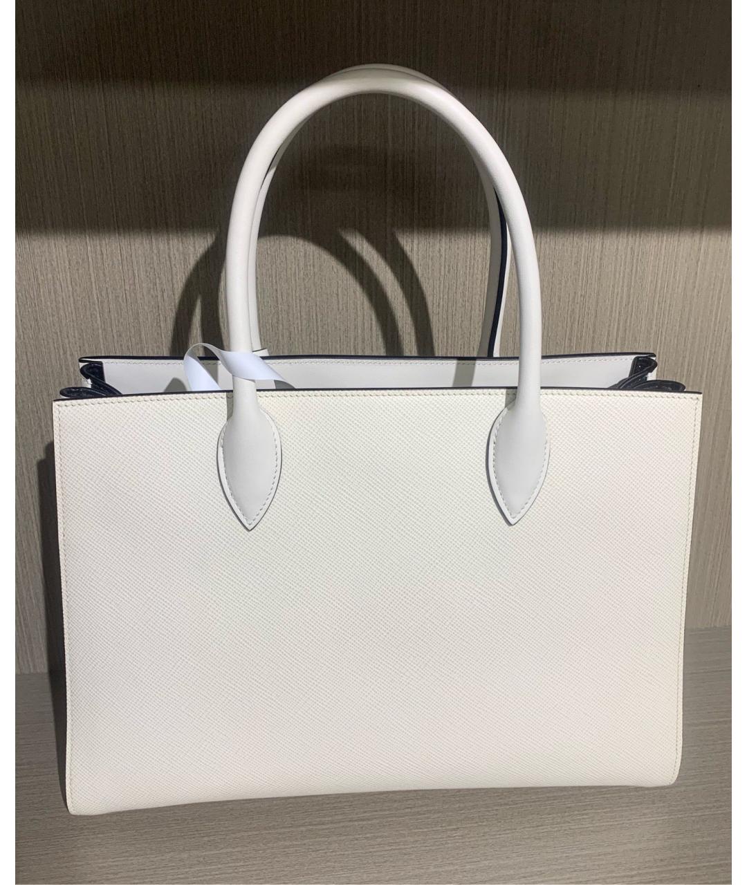 PRADA Белая кожаная сумка тоут, фото 3