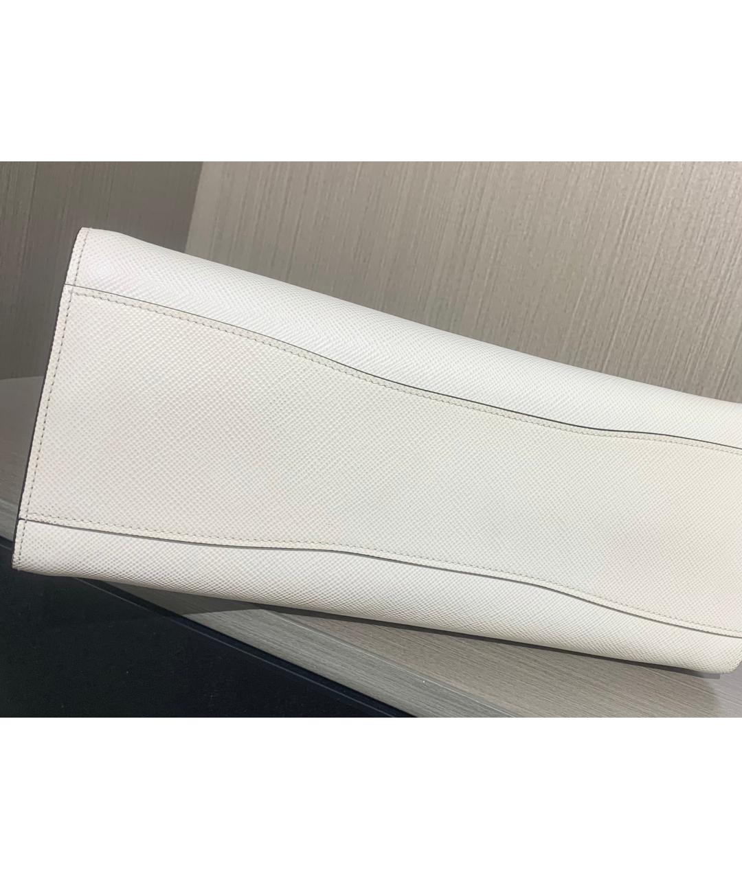 PRADA Белая кожаная сумка тоут, фото 6