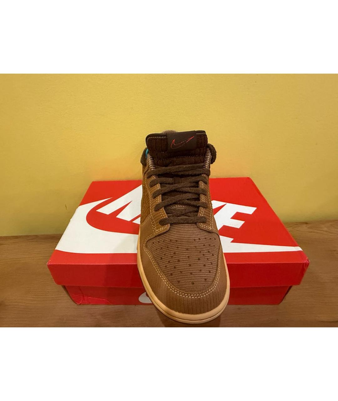 NIKE Коричневые замшевые низкие кроссовки / кеды, фото 3