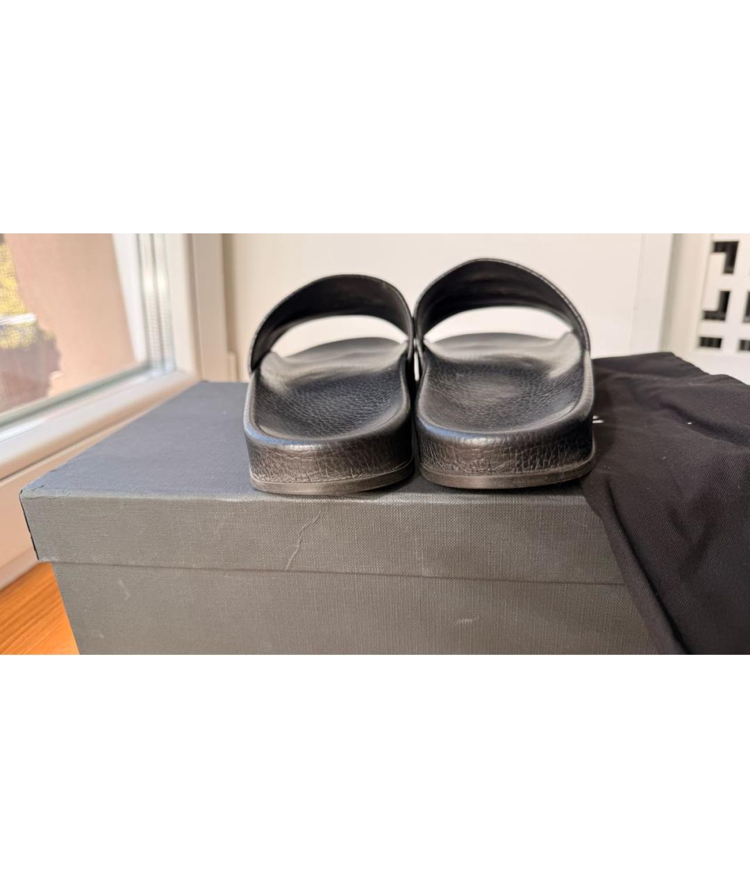 VETEMENTS Черные кожаные шлепанцы, фото 4