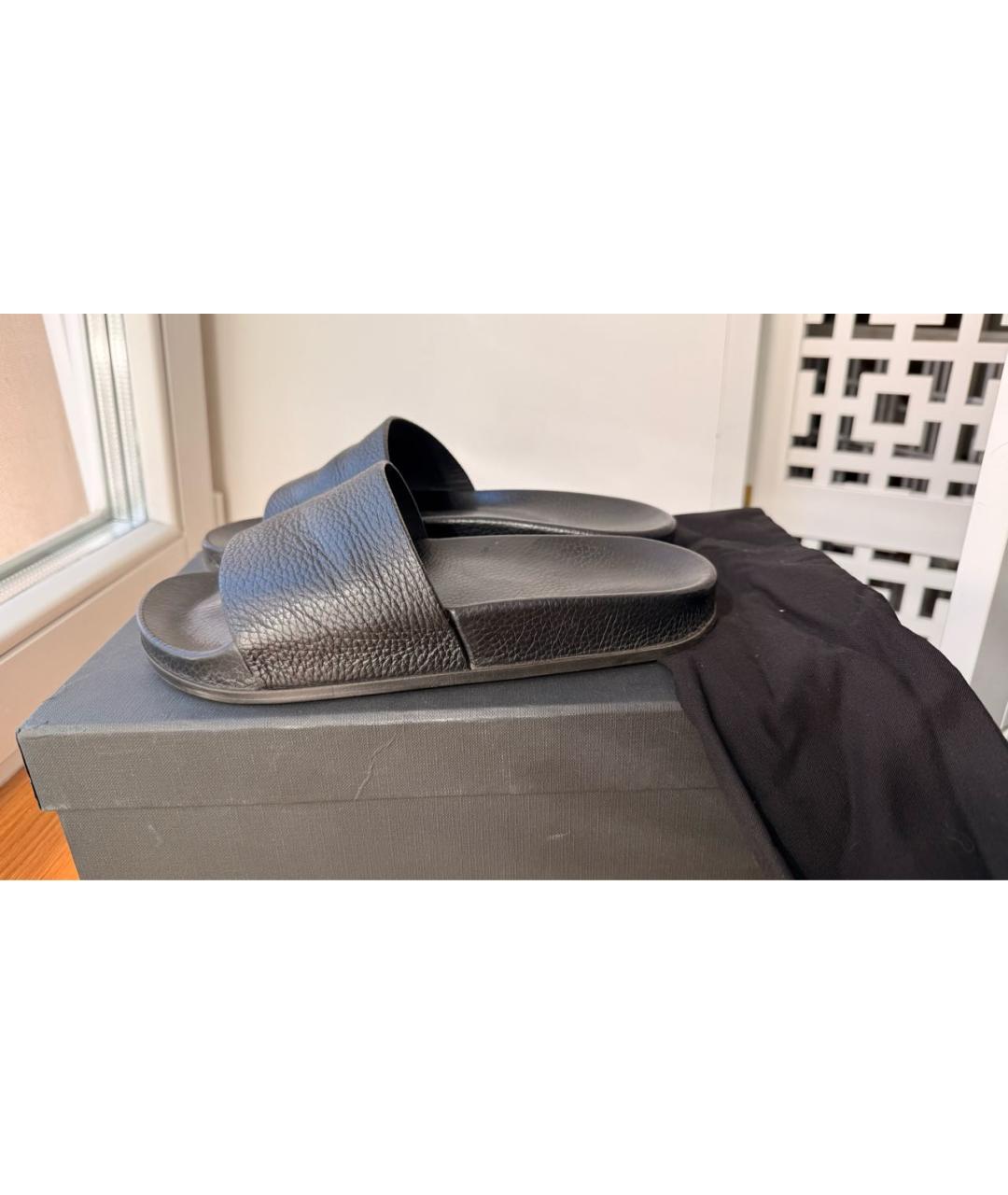 VETEMENTS Черные кожаные шлепанцы, фото 7