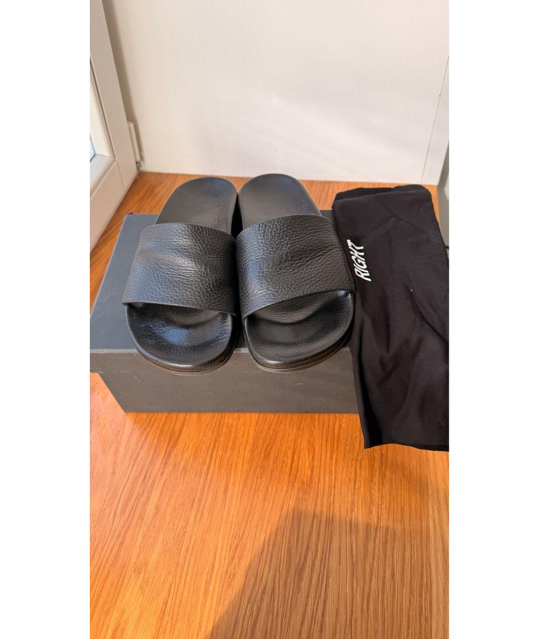 VETEMENTS Черные кожаные шлепанцы, фото 2