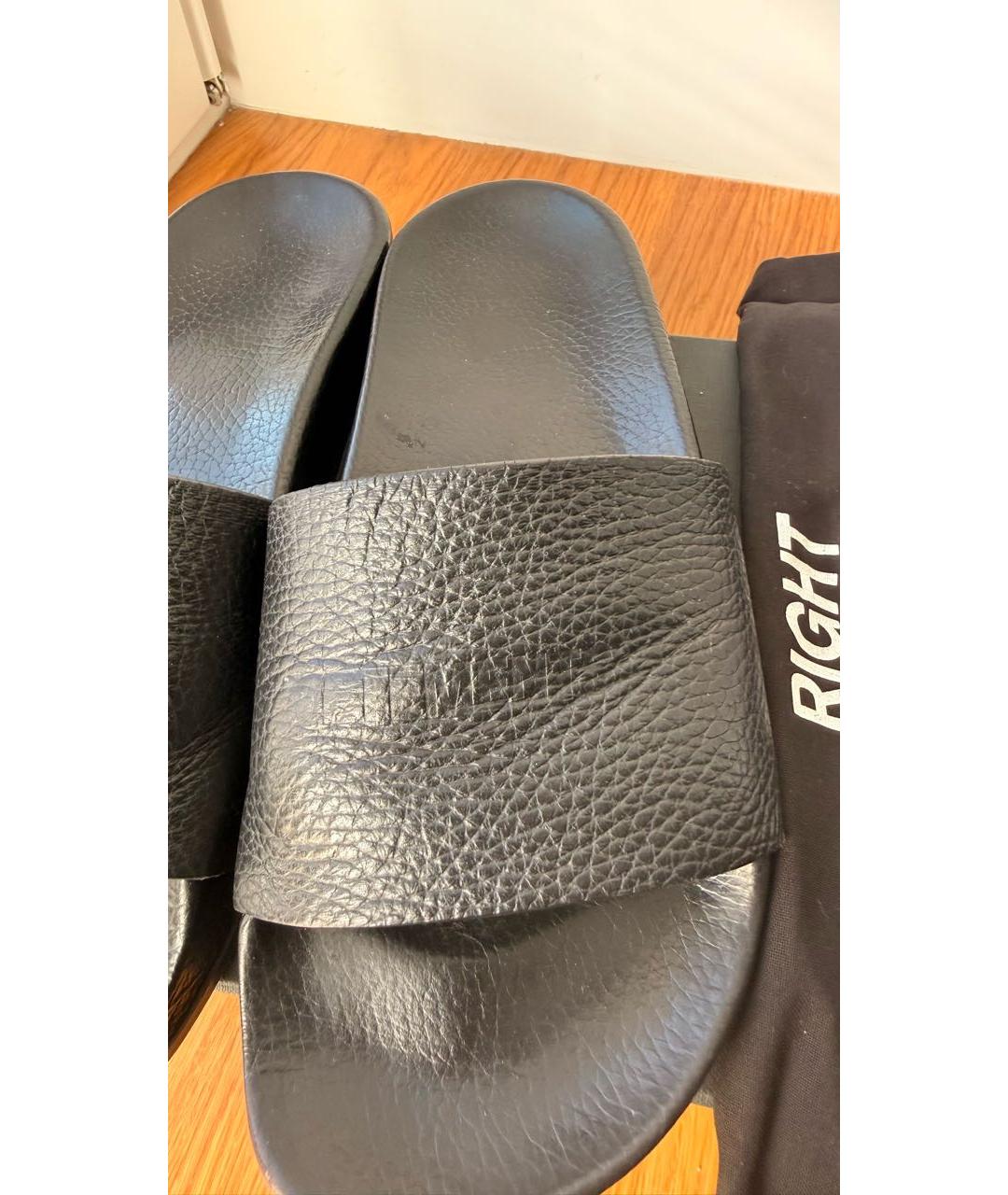 VETEMENTS Черные кожаные шлепанцы, фото 3