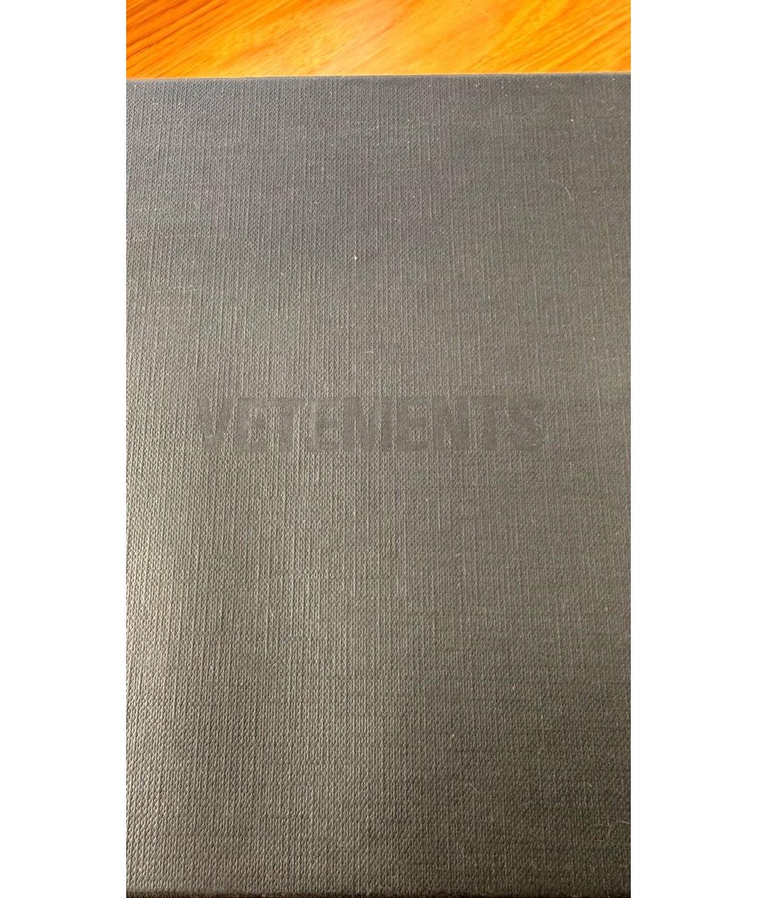 VETEMENTS Черные кожаные шлепанцы, фото 6