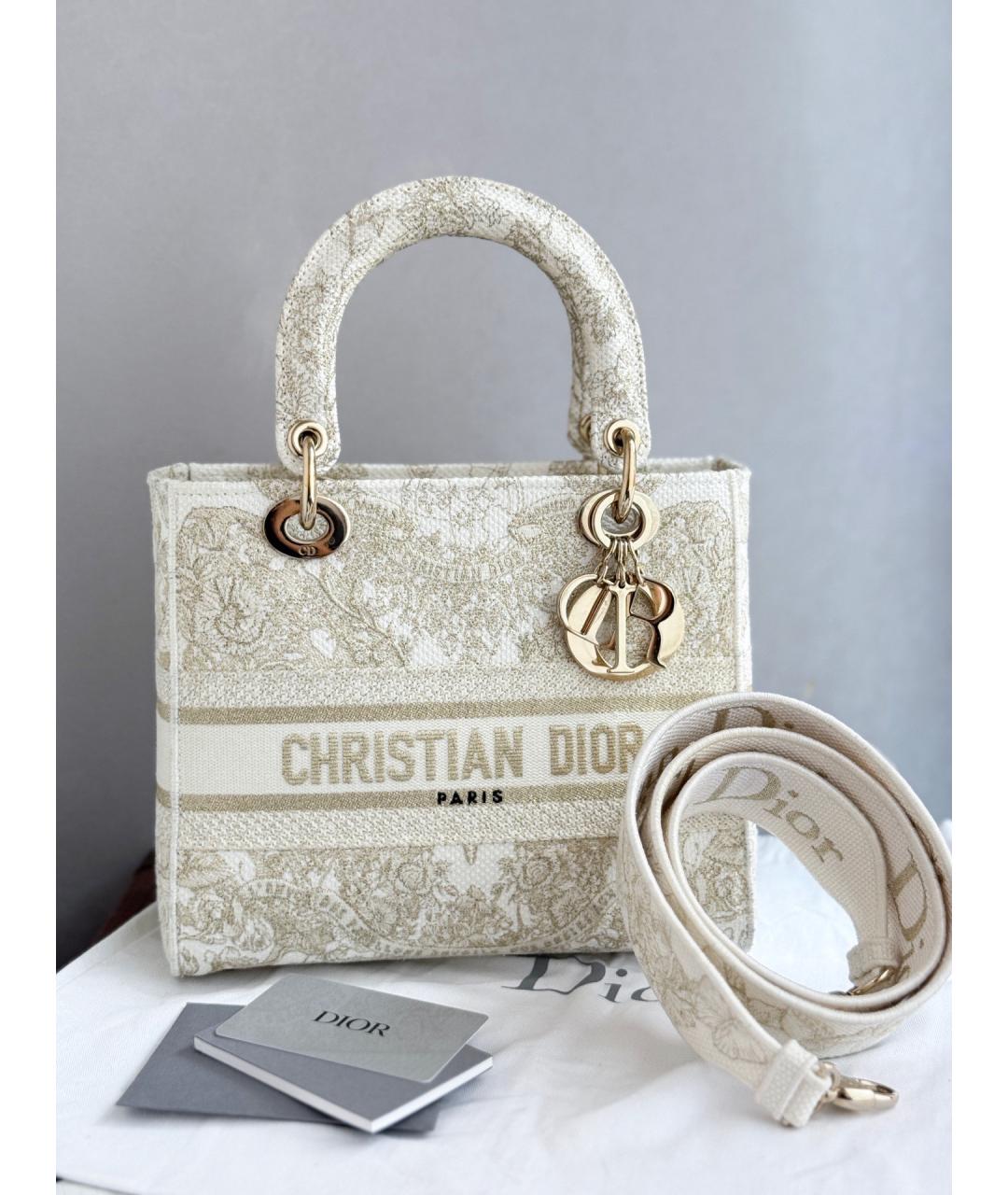 CHRISTIAN DIOR Бежевая жаккардовая сумка тоут, фото 8