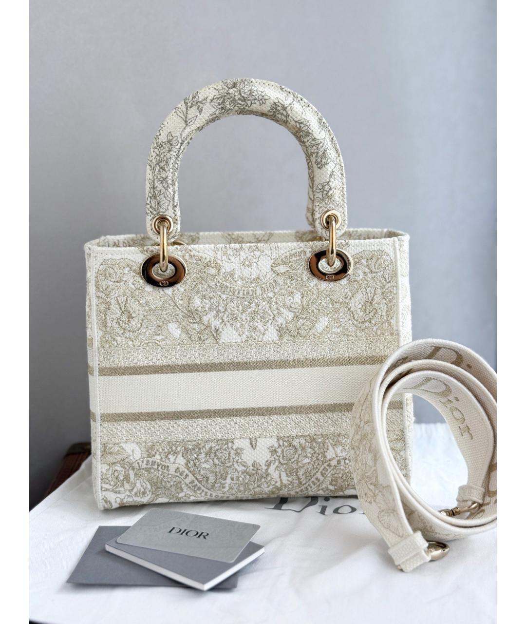 CHRISTIAN DIOR Бежевая жаккардовая сумка тоут, фото 2