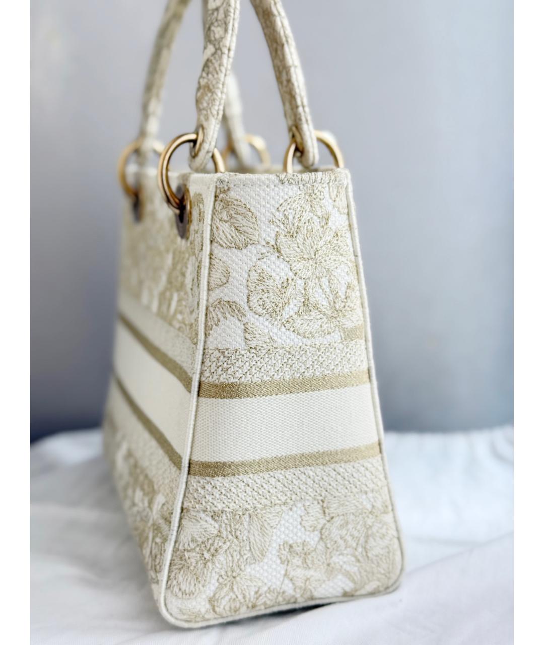 CHRISTIAN DIOR Бежевая жаккардовая сумка тоут, фото 4