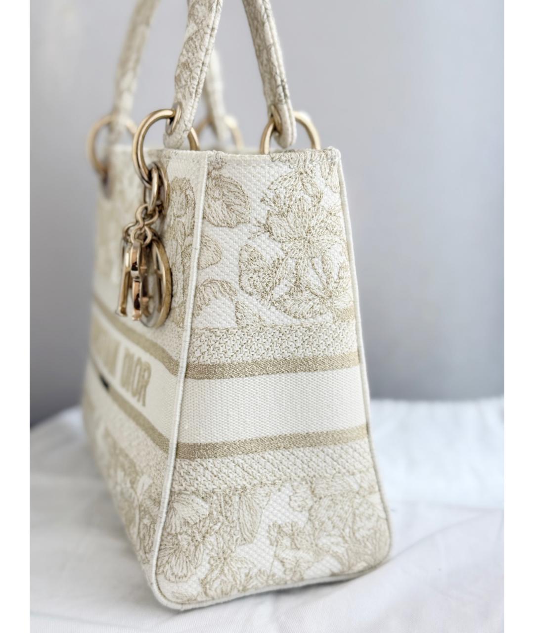 CHRISTIAN DIOR Бежевая жаккардовая сумка тоут, фото 3