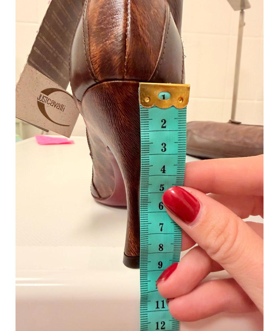 CAVALLI CLASS Коричневые кожаные сапоги, фото 7