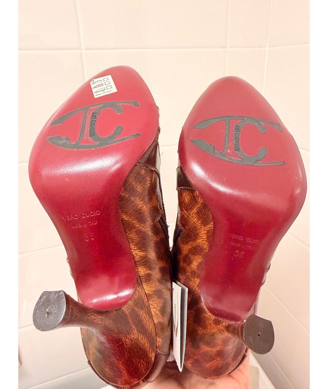 CAVALLI CLASS Коричневые кожаные сапоги, фото 5