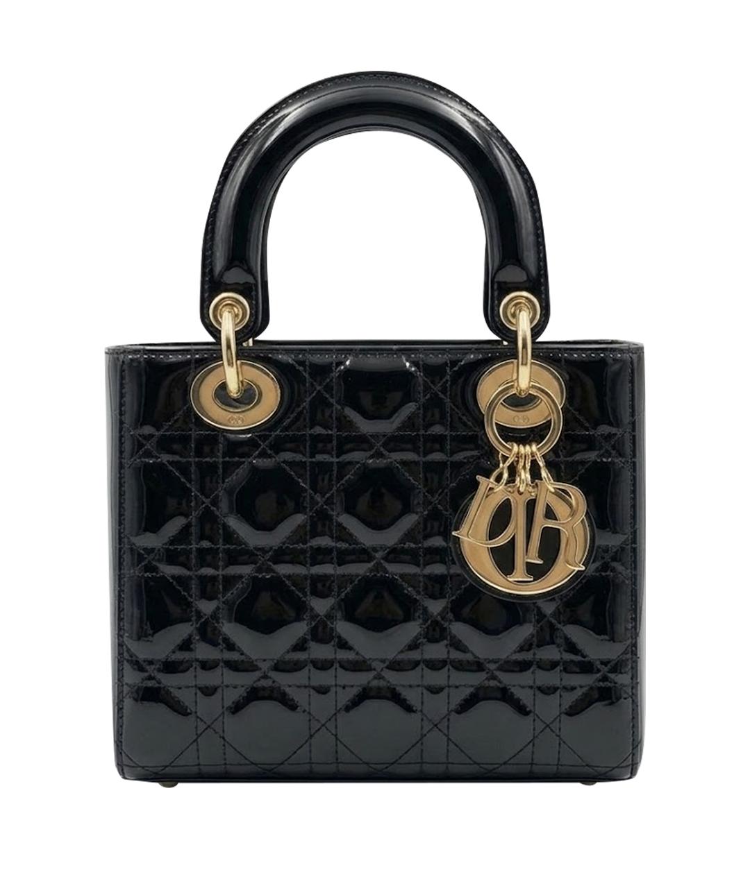 CHRISTIAN DIOR Черная сумка с короткими ручками из лакированной кожи, фото 1