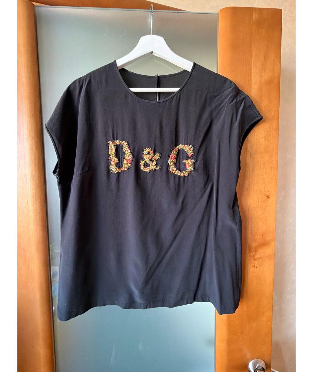 DOLCE&GABBANA Черная шелковая блузы, фото 5