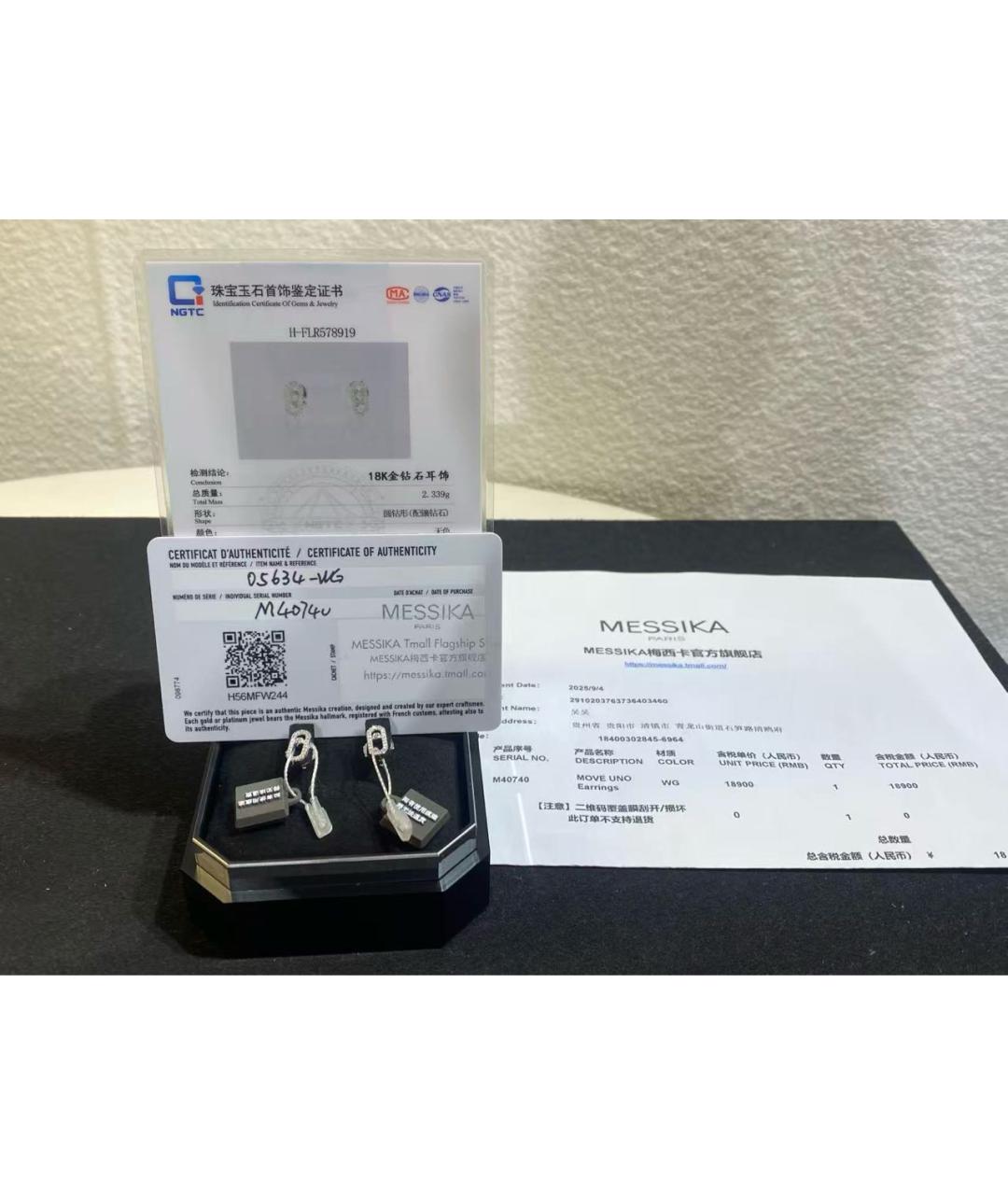 MESSIKA Серебряные серьги из белого золота, фото 2