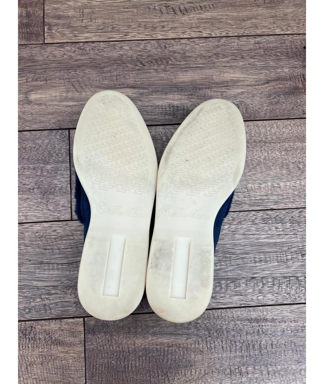 LORO PIANA Синие замшевые лоферы, фото 5