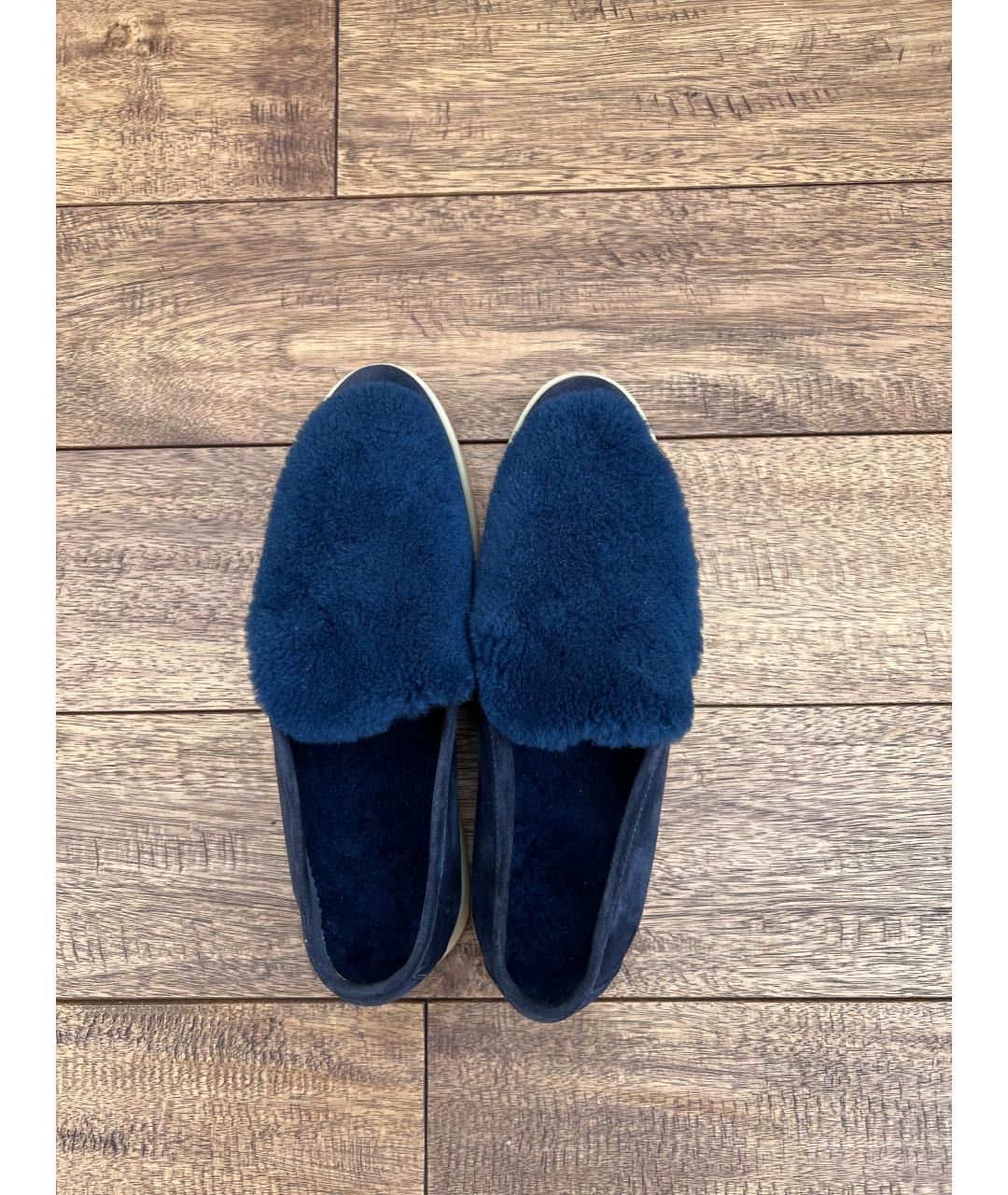 LORO PIANA Синие замшевые лоферы, фото 3