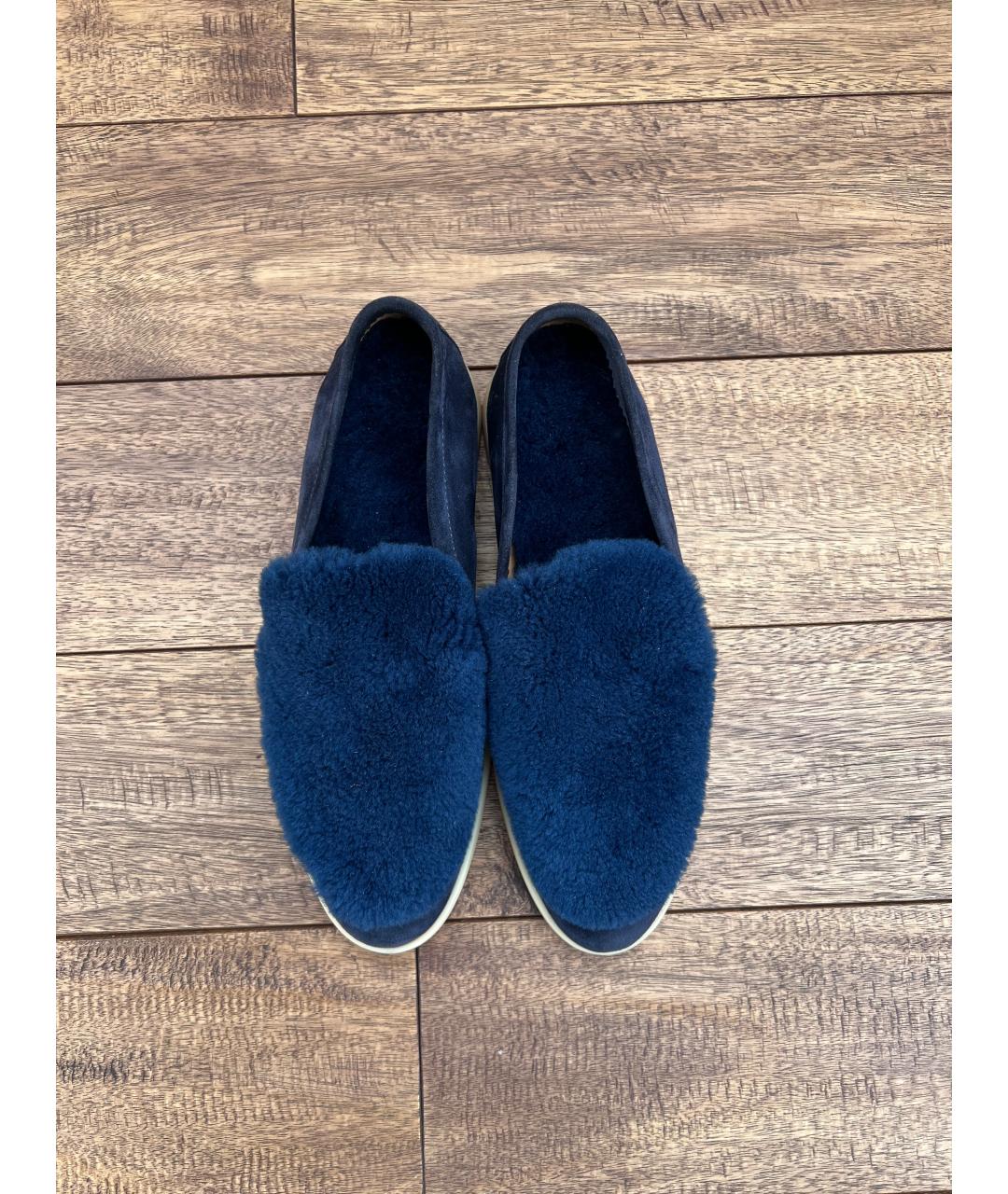 LORO PIANA Синие замшевые лоферы, фото 2