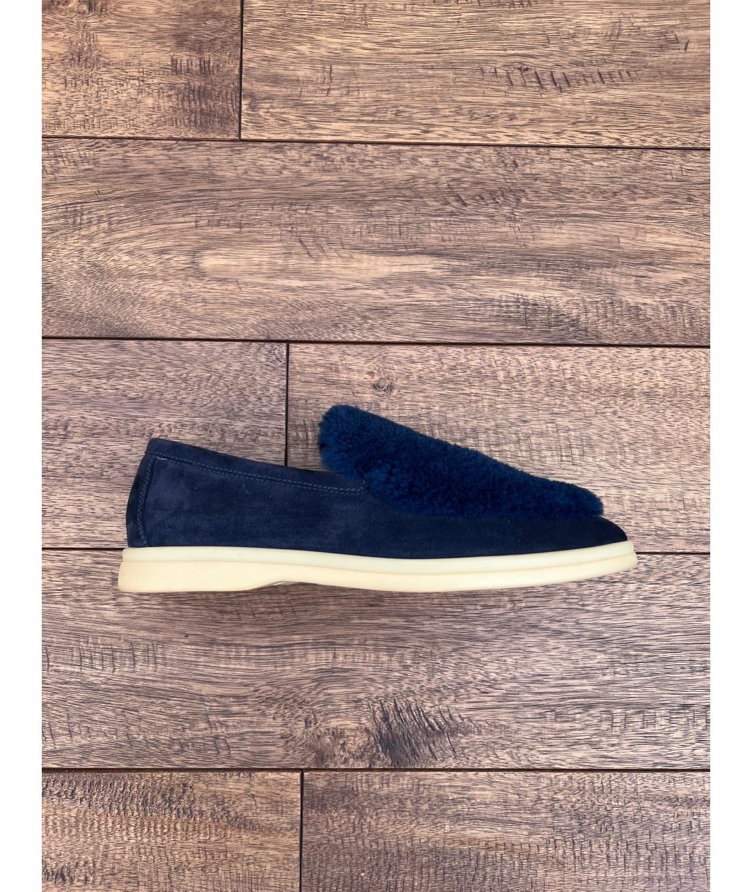 LORO PIANA Синие замшевые лоферы, фото 6