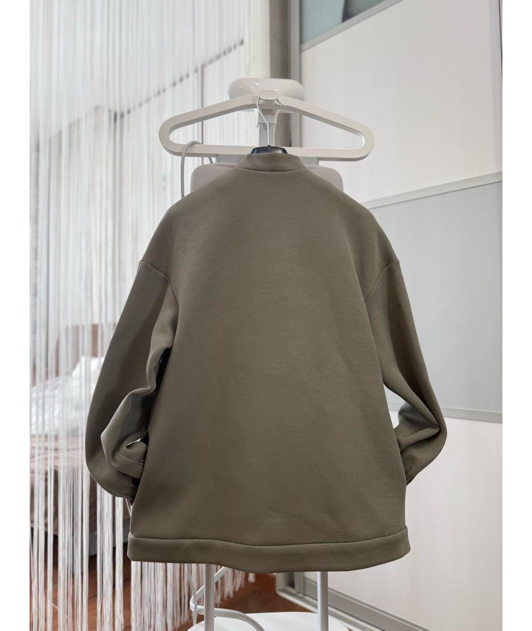 MAX MARA Хаки хлопко-эластановый костюм с брюками, фото 3