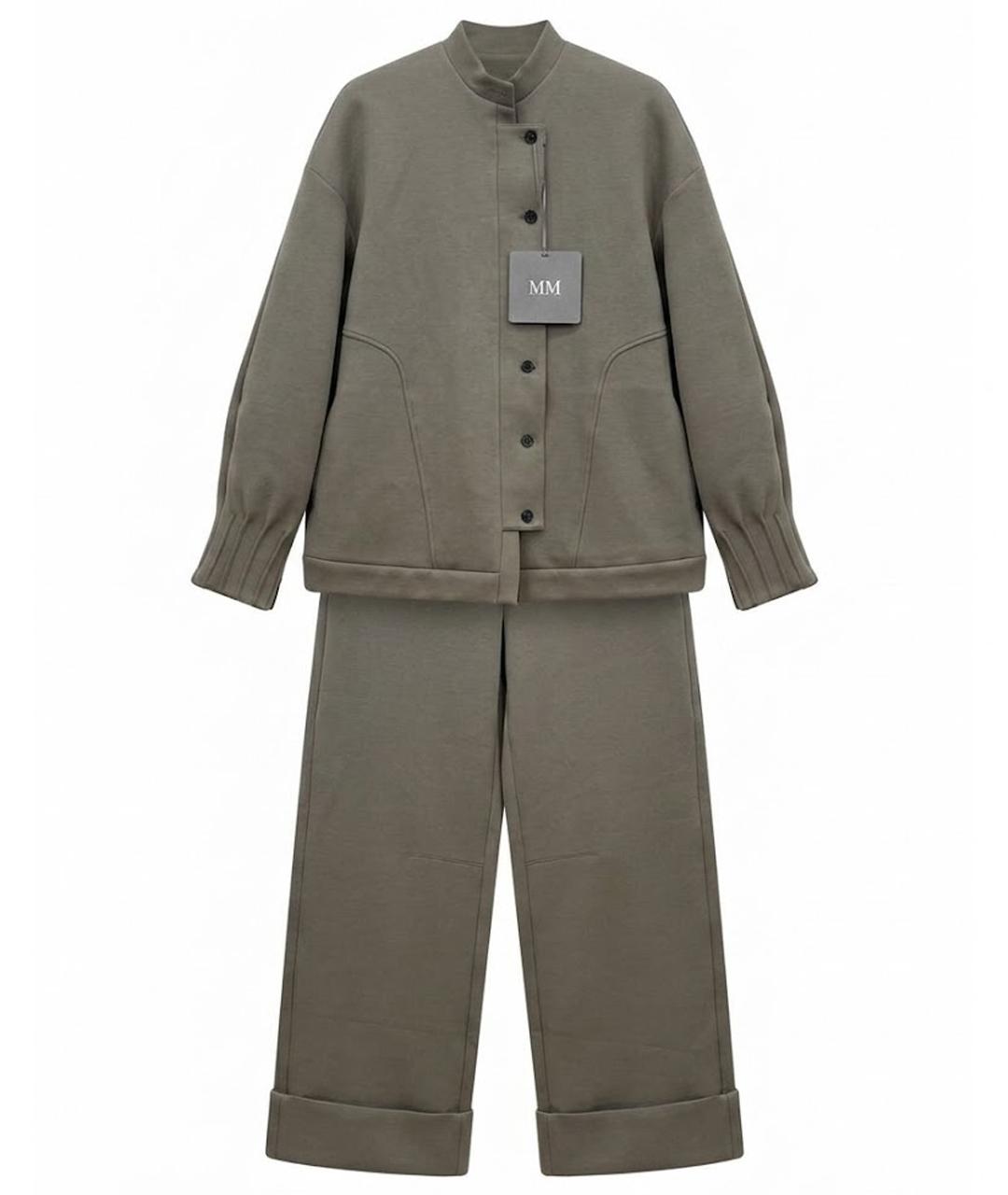 MAX MARA Хаки хлопко-эластановый костюм с брюками, фото 1