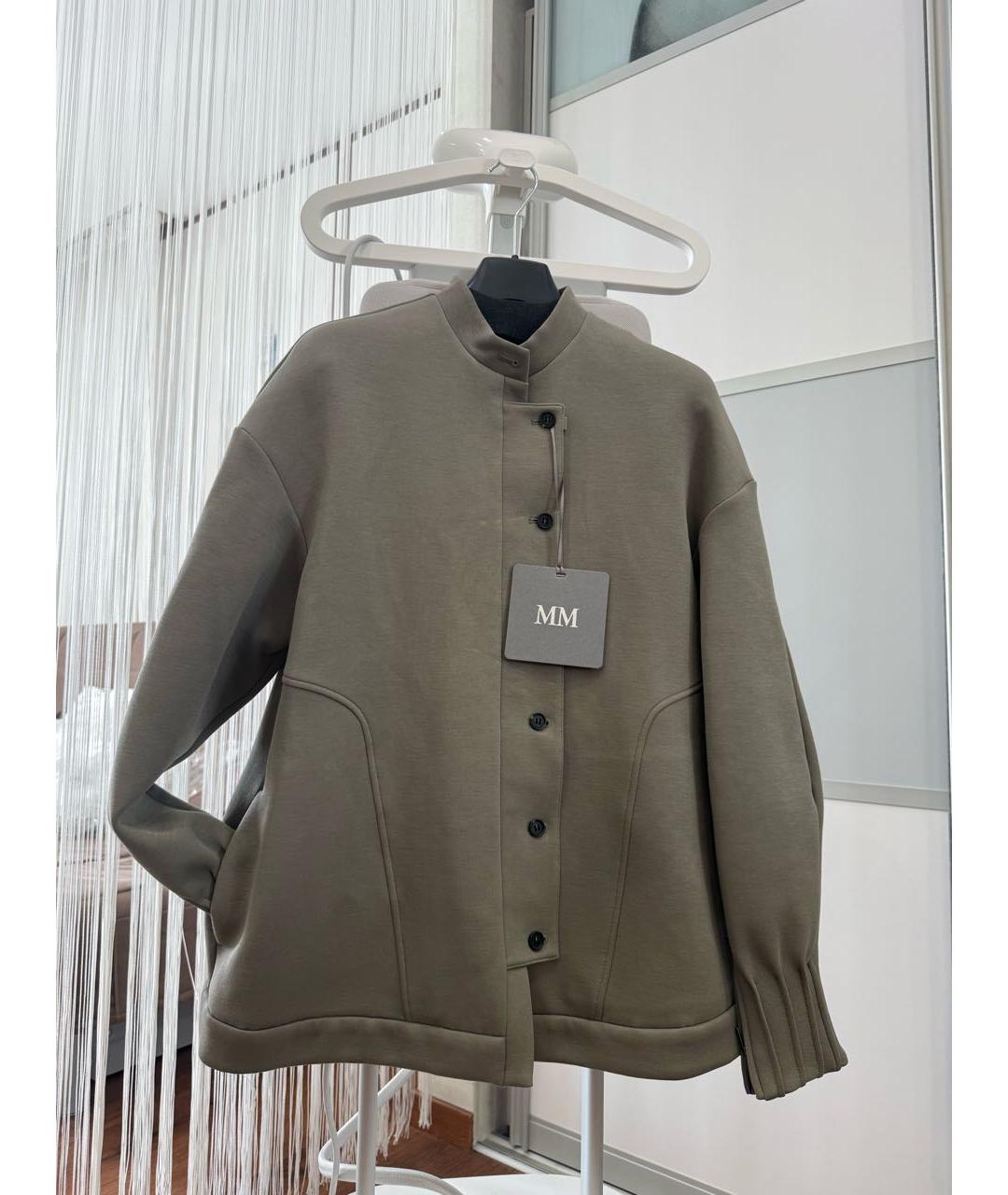 MAX MARA Хаки хлопко-эластановый костюм с брюками, фото 2