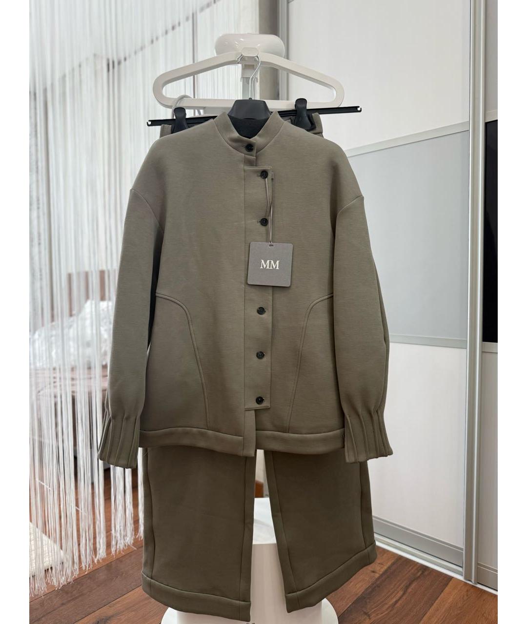 MAX MARA Хаки хлопко-эластановый костюм с брюками, фото 9