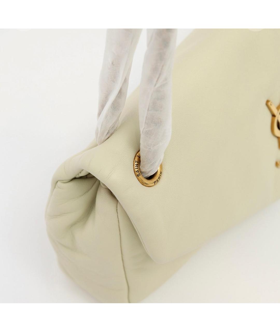 SAINT LAURENT Белая кожаная сумка через плечо, фото 2