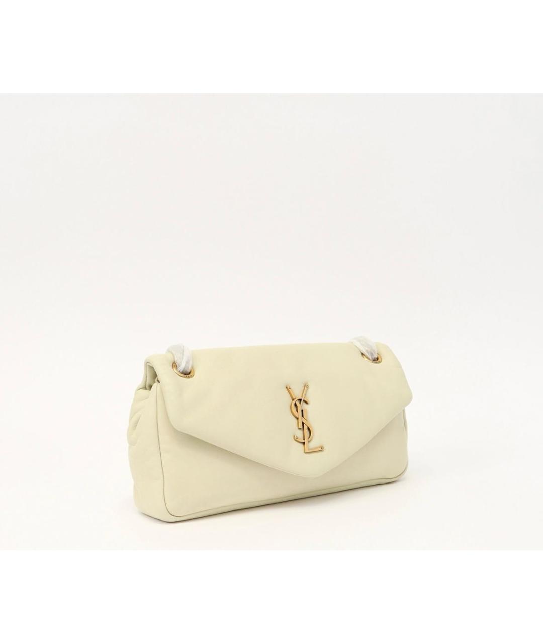 SAINT LAURENT Белая кожаная сумка через плечо, фото 3