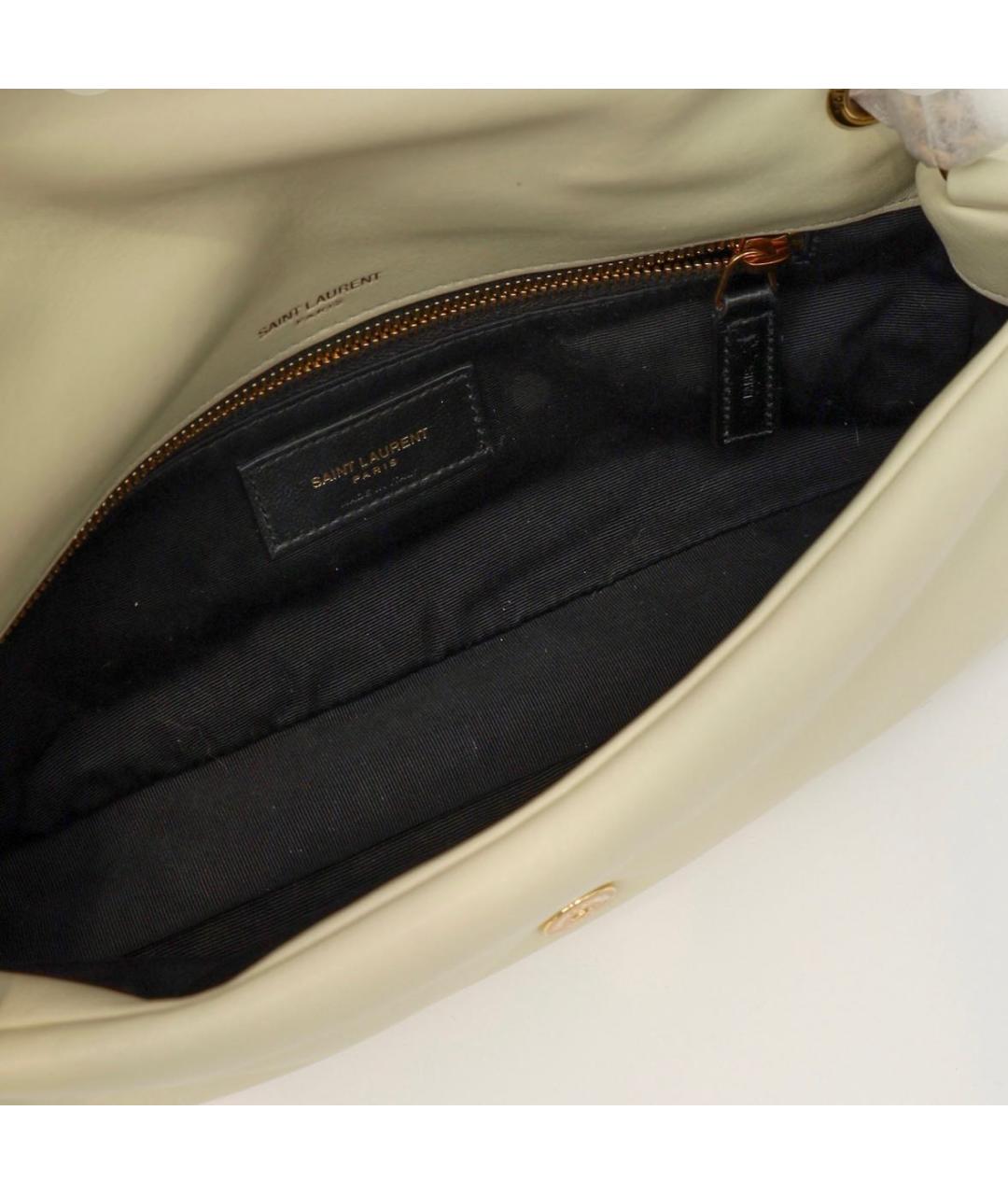 SAINT LAURENT Белая кожаная сумка через плечо, фото 4