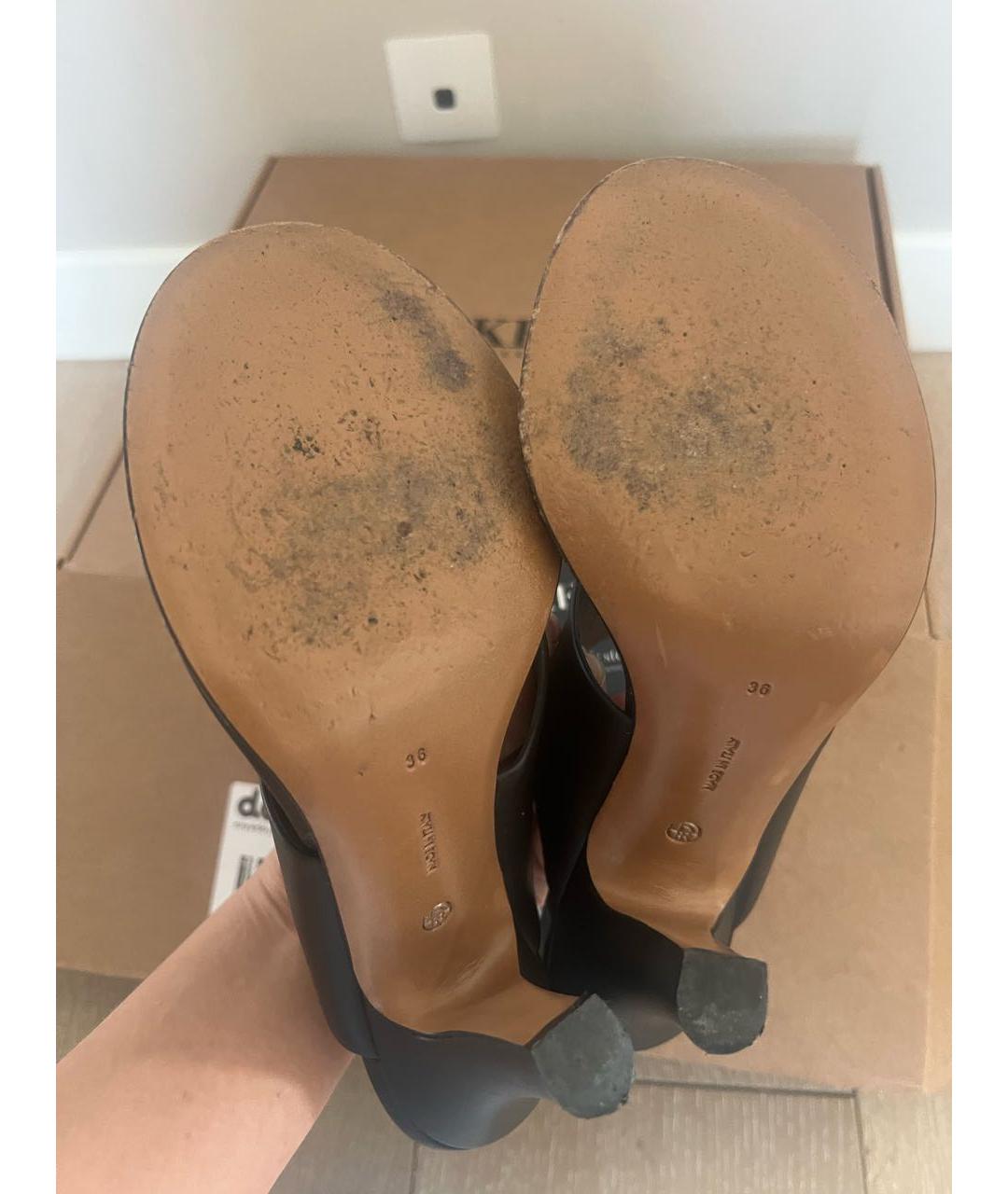 THE ROW Черные кожаные мюли, фото 8