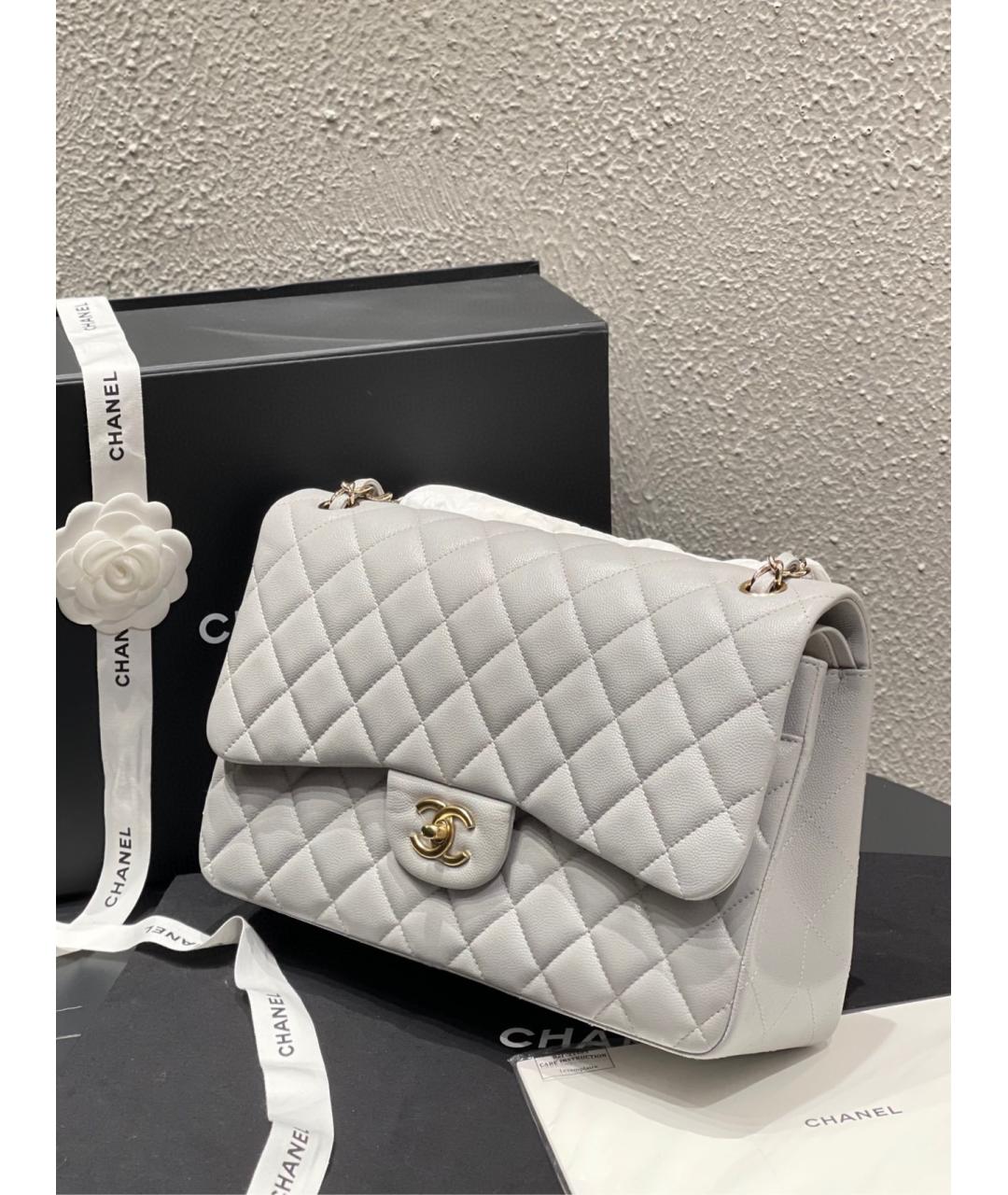 CHANEL Серая кожаная сумка через плечо, фото 3