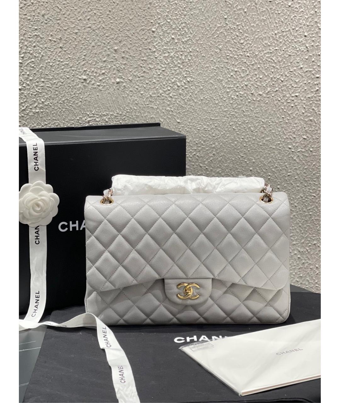 CHANEL Серая кожаная сумка через плечо, фото 9