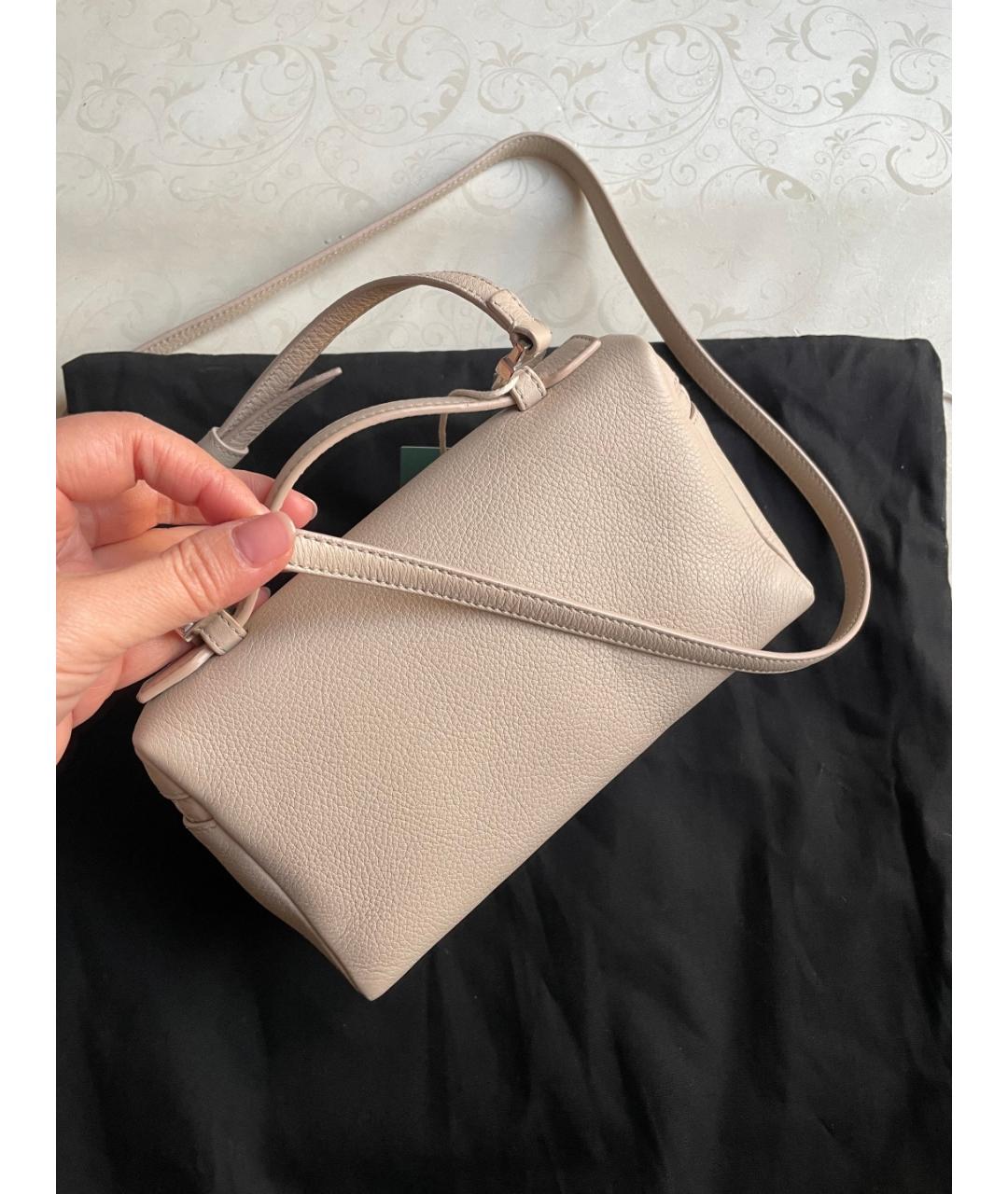 LORO PIANA Бежевая кожаная сумка через плечо, фото 3