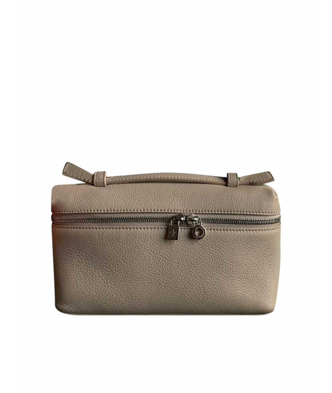 LORO PIANA Бежевая кожаная сумка через плечо, фото 1