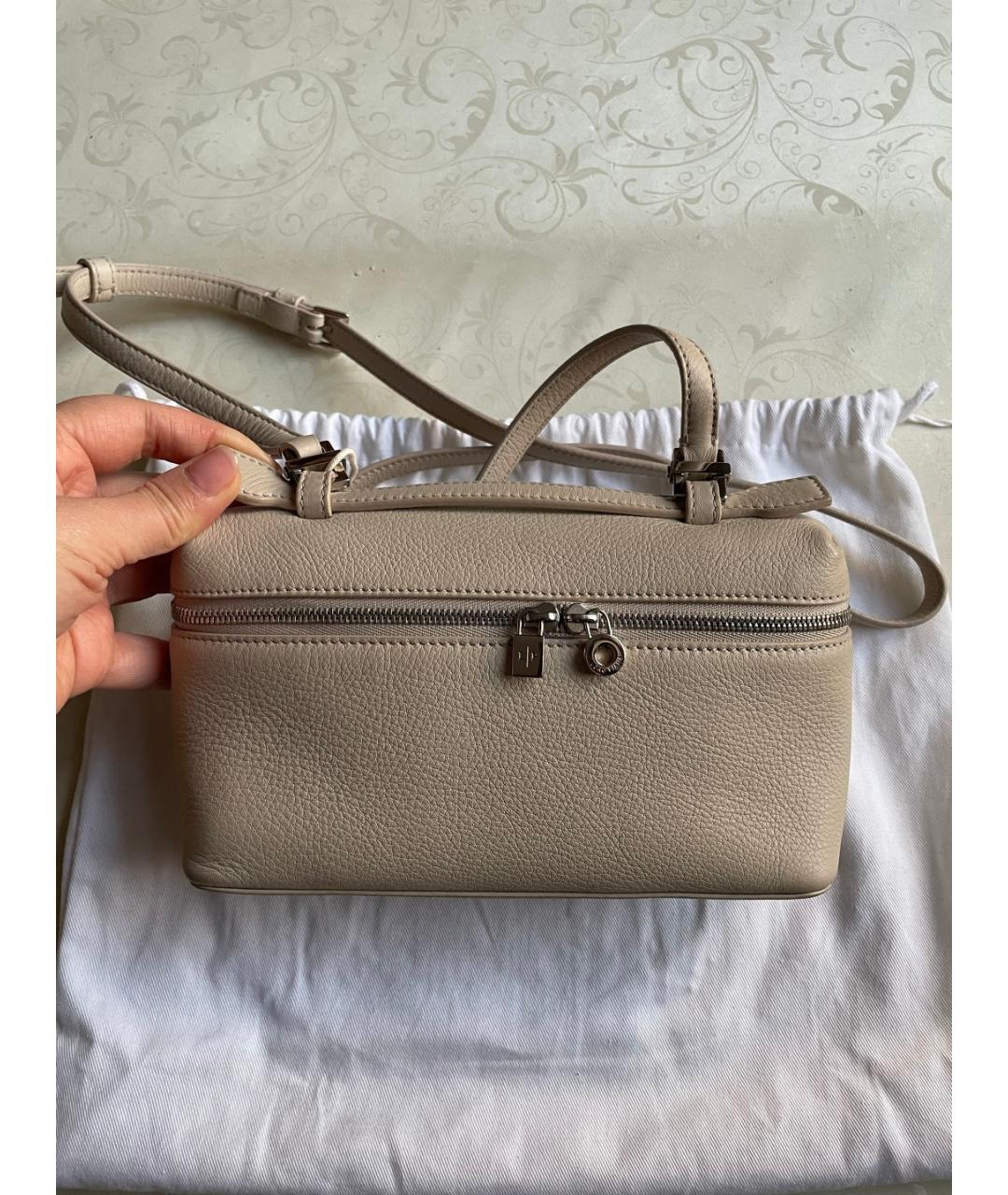 LORO PIANA Бежевая кожаная сумка через плечо, фото 7