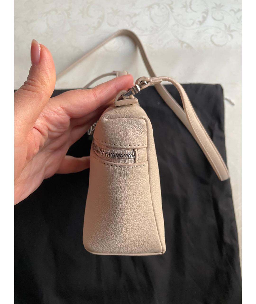 LORO PIANA Бежевая кожаная сумка через плечо, фото 4