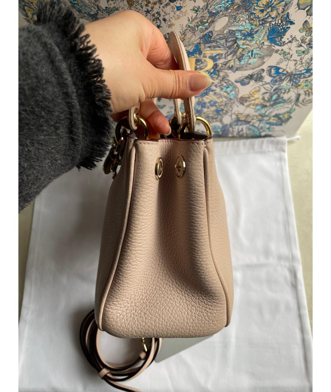 CHRISTIAN DIOR Бежевая кожаная сумка тоут, фото 4