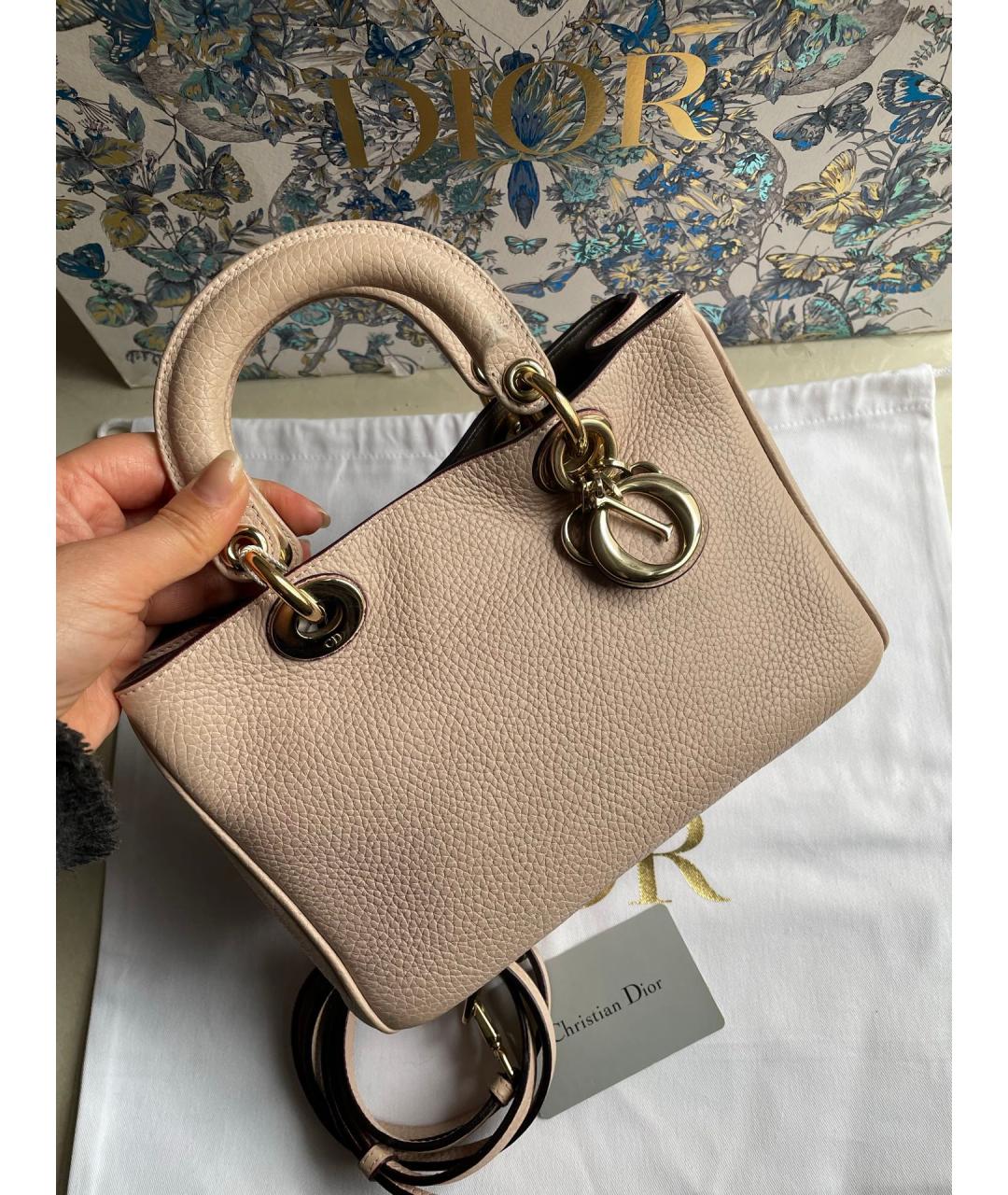 CHRISTIAN DIOR Бежевая кожаная сумка тоут, фото 2