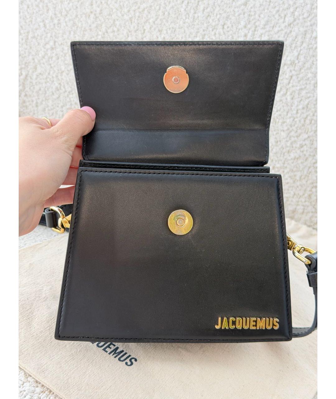 JACQUEMUS Черная кожаная сумка с короткими ручками, фото 7