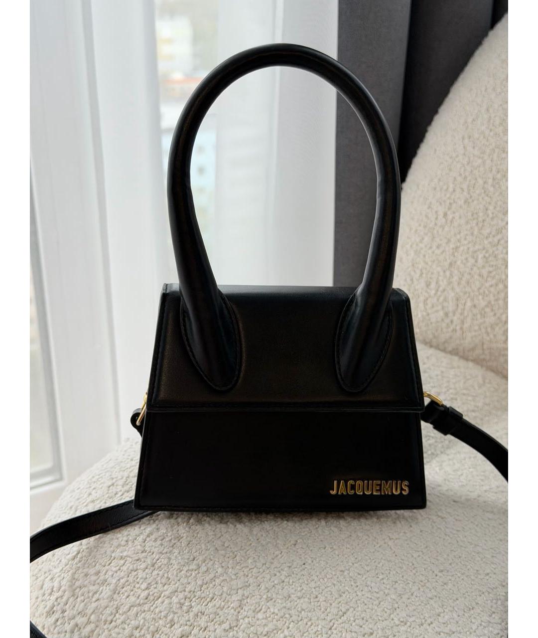 JACQUEMUS Черная кожаная сумка с короткими ручками, фото 9