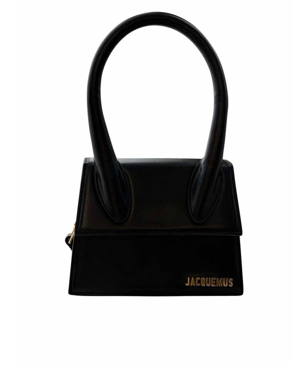 JACQUEMUS Черная кожаная сумка с короткими ручками, фото 1