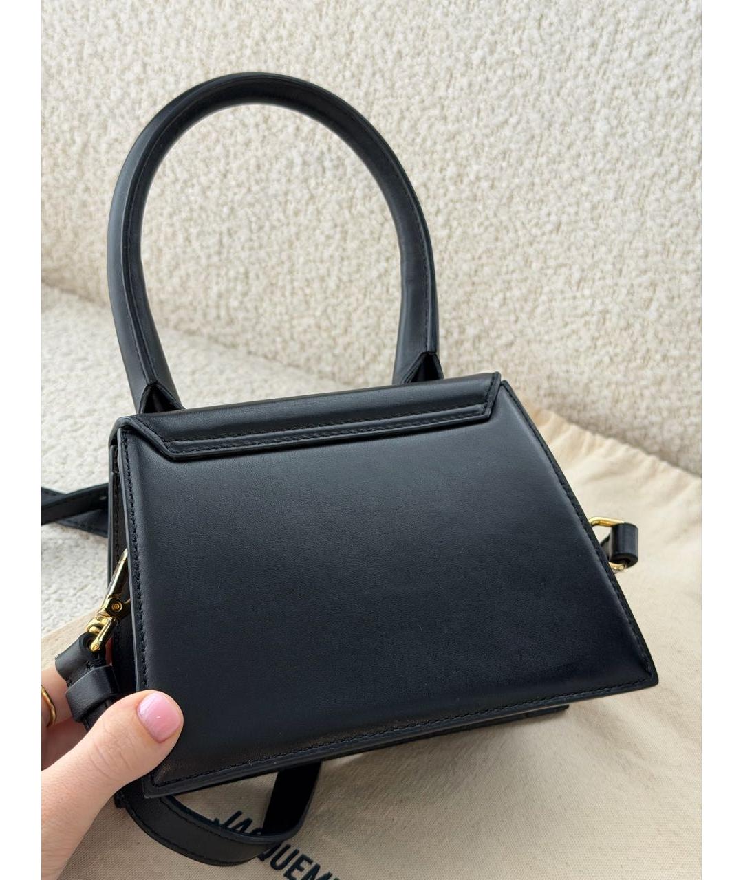 JACQUEMUS Черная кожаная сумка с короткими ручками, фото 4