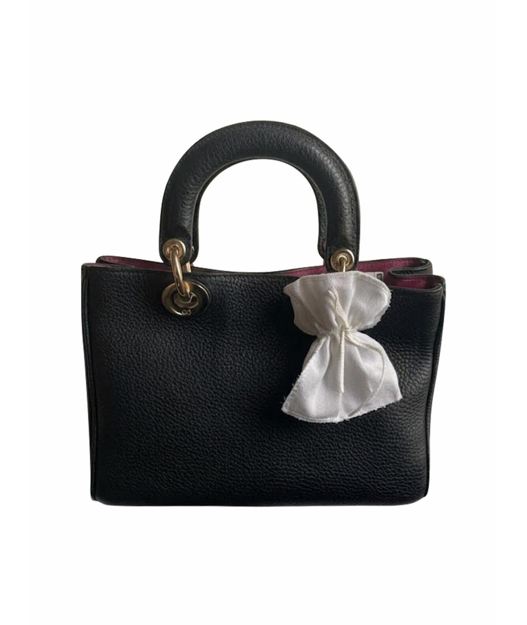 CHRISTIAN DIOR Черная кожаная сумка с короткими ручками, фото 1