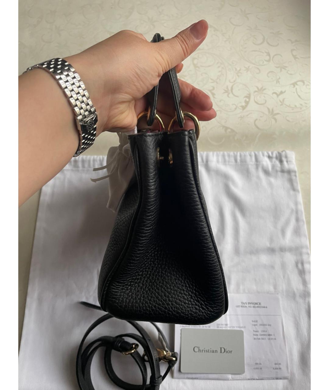 CHRISTIAN DIOR Черная кожаная сумка с короткими ручками, фото 4