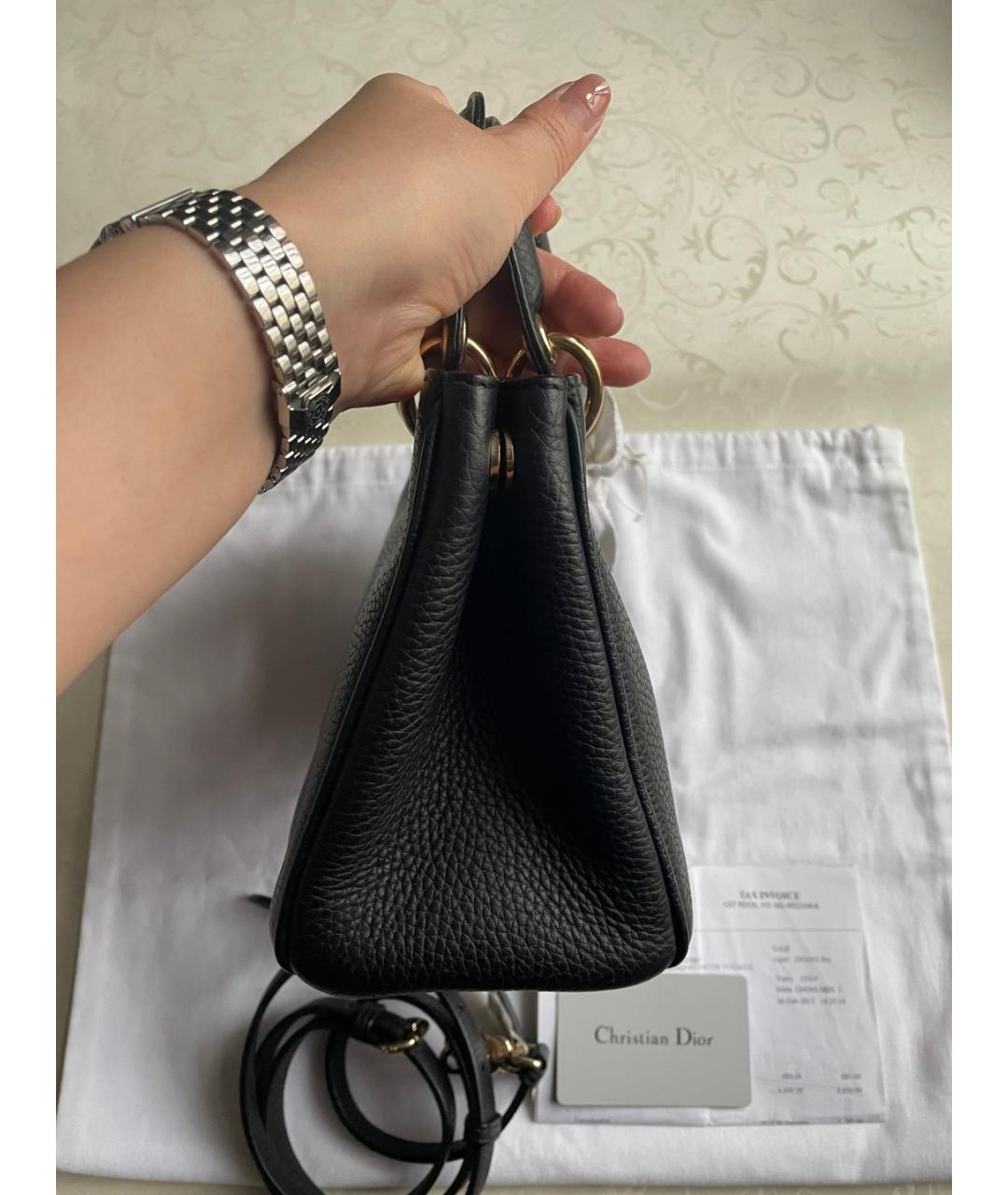 CHRISTIAN DIOR Черная кожаная сумка с короткими ручками, фото 5