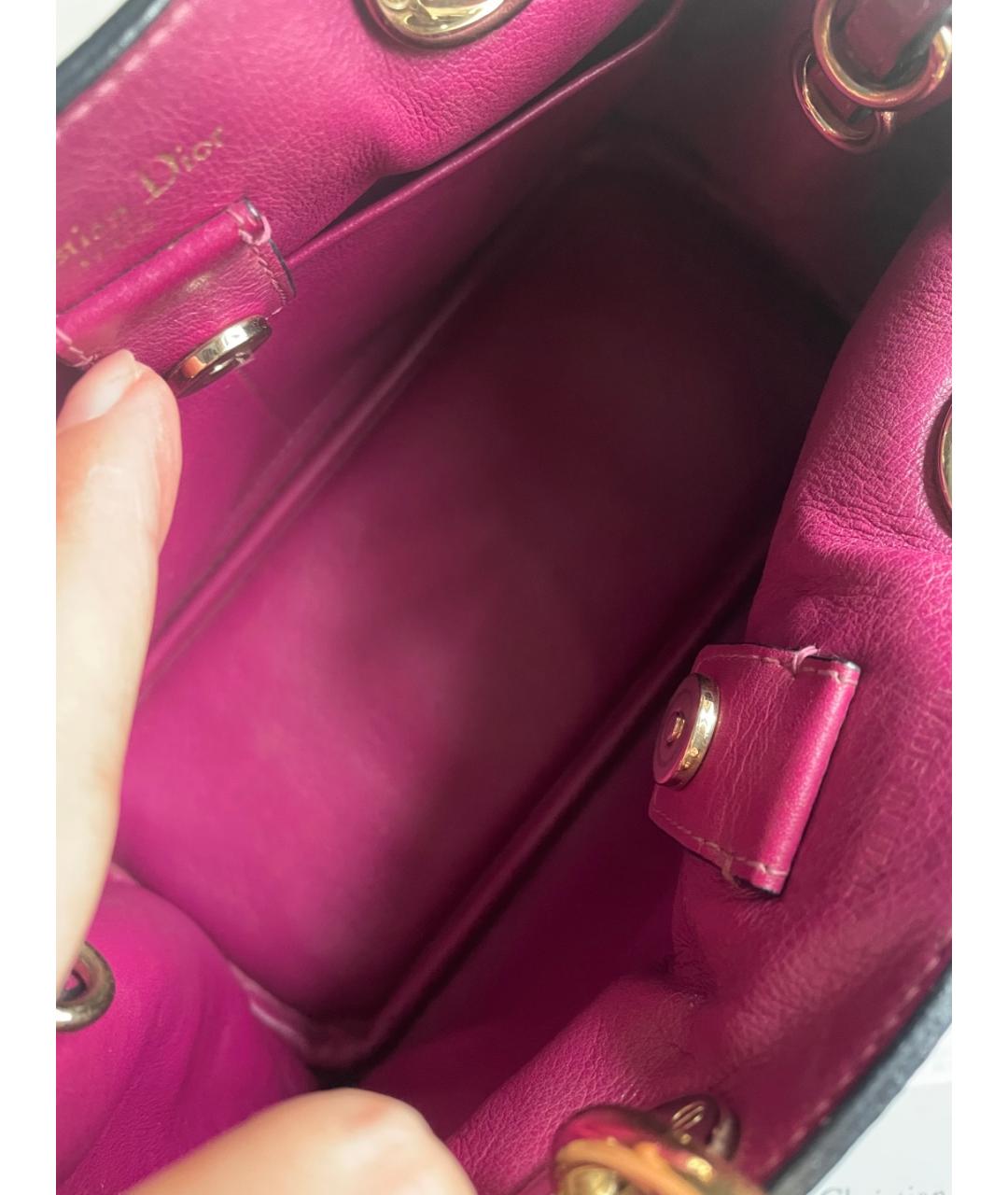 CHRISTIAN DIOR Черная кожаная сумка с короткими ручками, фото 6