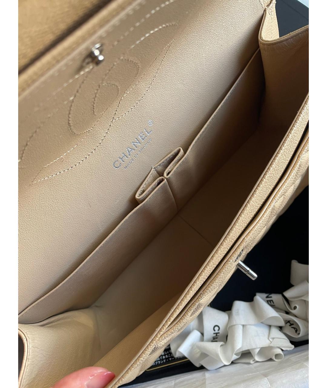 CHANEL Бежевая кожаная сумка через плечо, фото 6