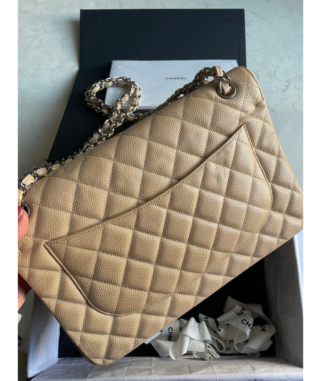 CHANEL Бежевая кожаная сумка через плечо, фото 3