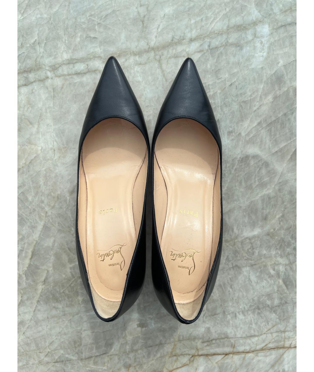 CHRISTIAN LOUBOUTIN Черные кожаные туфли, фото 3