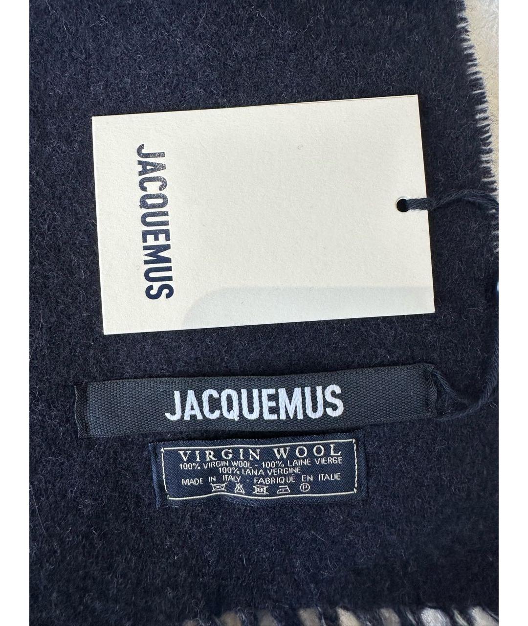 JACQUEMUS Темно-синий шерстяной шарф, фото 3