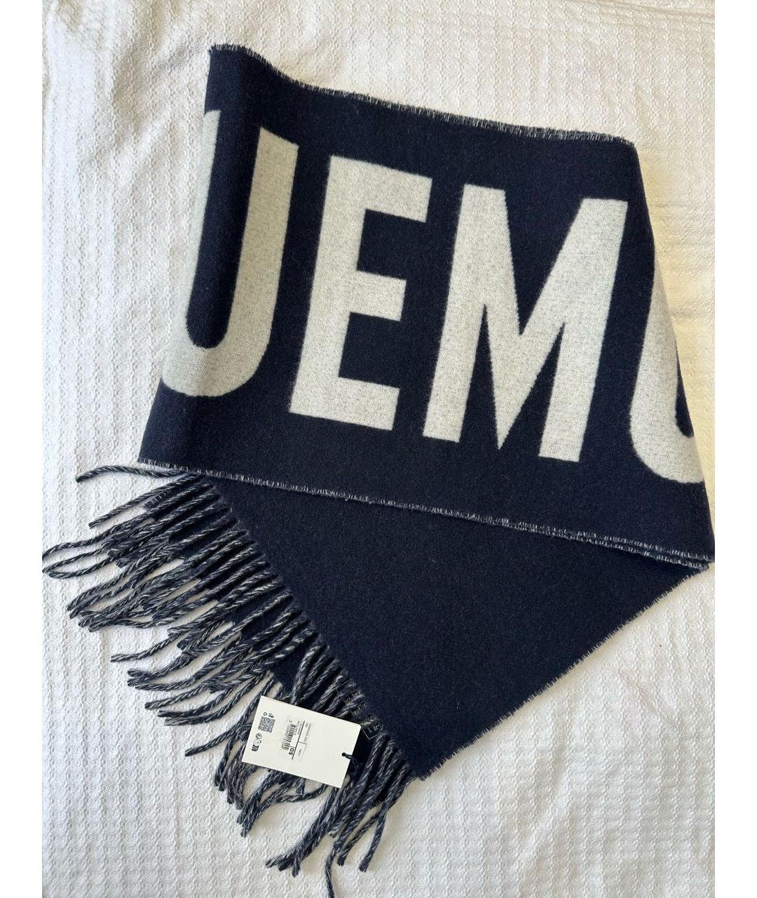 JACQUEMUS Темно-синий шерстяной шарф, фото 2